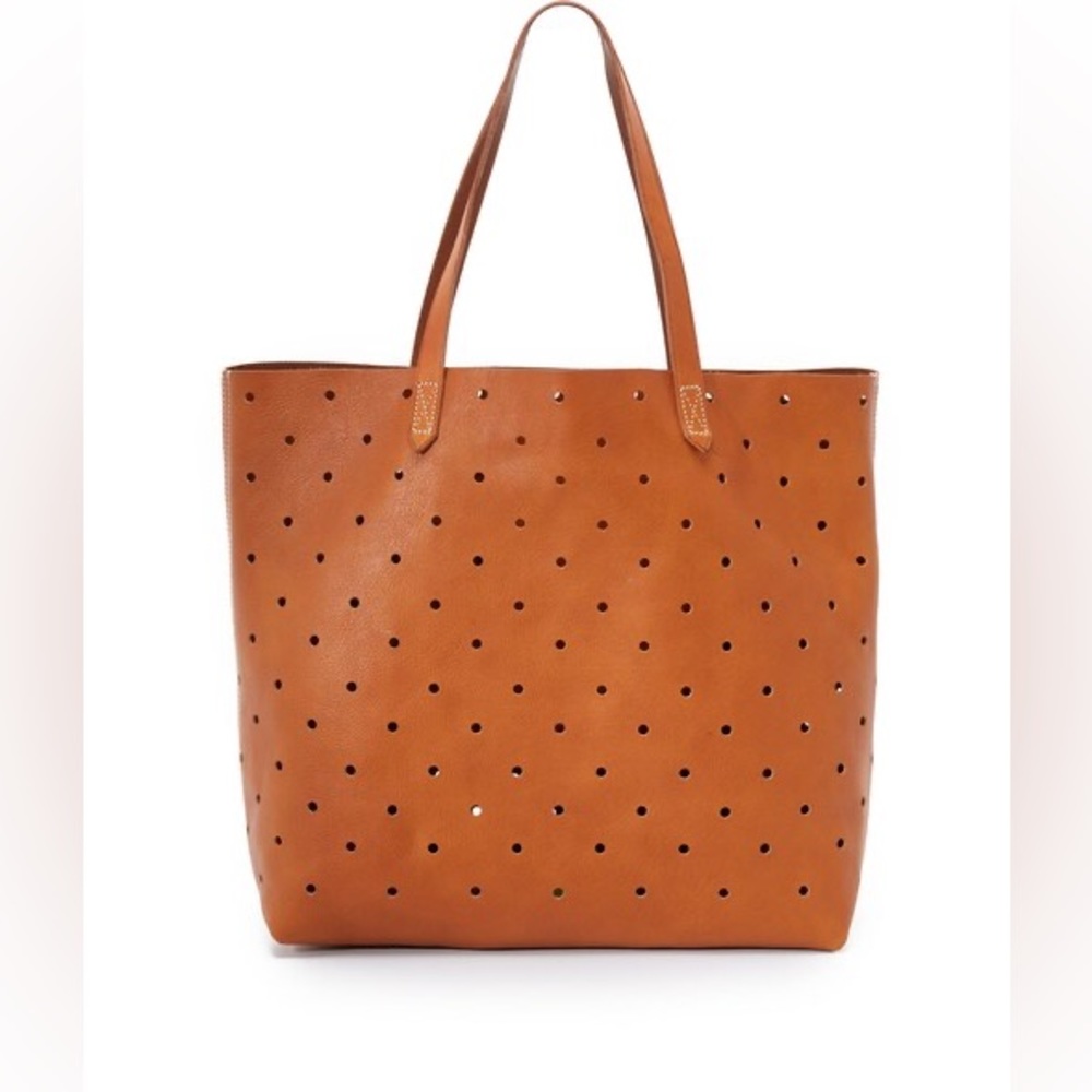 Madewell brown leather holepunch transport tote